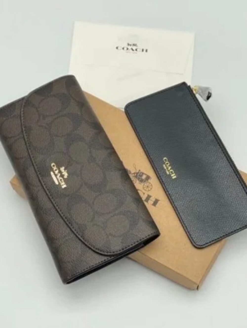 Coach-Signature Pop Slim Envelope Wallet (Brown/Black 🖤🤎)